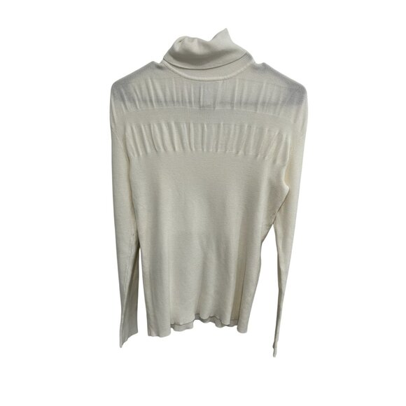 Vintage Cache Turtleneck Pullover Sweater White Size Large Rayon Knit Cozy - Picture 1 of 9